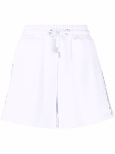 Philipp Plein short en coton strassé à lien de resserrage - Blanc