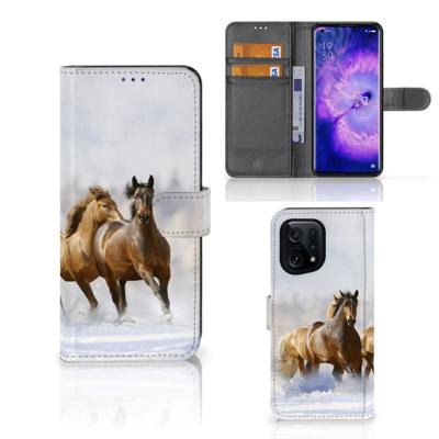 OPPO Find X5 | Telefoonhoesje | Met pasjeshouder | Paarden