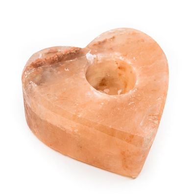 Zoutsteen Waxinelichthouder Oranje Hart (1.3 kg) 12 x 12 cm