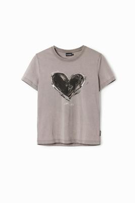 Basic T-shirt met hart - BLACK - XS
