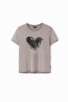 Basic T-shirt met hart - BLACK - XS