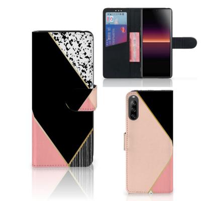 Sony Xperia L4 | Book Case | Zwart Roze Vormen