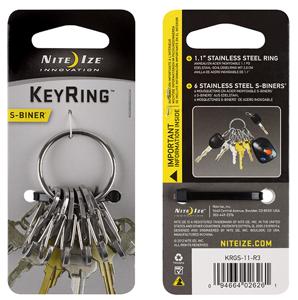 NITE Ize Sleutelring met karabijn NI-KRGS-11-R3 KeyRing 6 S-Biner Zilver 1 stuk(s)