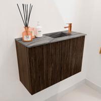 Toiletmeubel Mondiaz Joya Dlux | 60 cm | Meubelkleur Walnut | Faye wastafel Sombra Wasbak Rechts | 1 kraangat