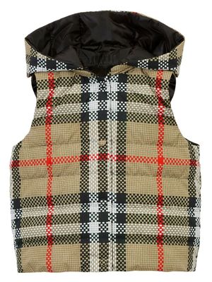 Burberry Kids gilet réversible à carreaux - Noir
