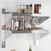 Wandschap 2-laags 50x30x48 cm roestvrijstaal zilverkleurig Wandschap 2-laags 50x30x48 cm roestvrijstaal zilverkleurig