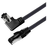 Maxtrack TI51-1L RJ45 Netwerkkabel, patchkabel CAT 8.1 S/FTP 1 m Zwart 90° haaks naar rechts, Afgeschermd (enkel) 1 stuk(s)