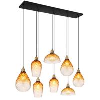 Globo 8-lichts hanglampSalvy amber glas honinggraat - 15786-8H