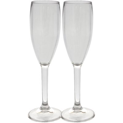 Set van 2x stuks onbreekbare kunststof camping champagneglazen 175 ml