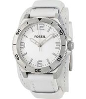 Horlogeband Fossil BQ1168 Onderliggend Leder Wit 22mm