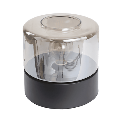 Tafellamp Veneto mat zwart + fume glas