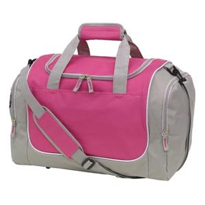 Sporttas/reistas met schoenenvak - 38 liter - grijs/roze - 48 x 30 x 27 cm - Weekendtas