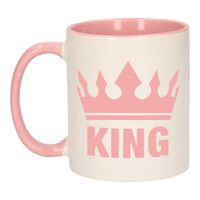 Cadeau King mok/ beker roze wit 300 ml   -