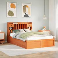 Bedframe zonder matras massief grenenhout wasbruin 140x200 cm