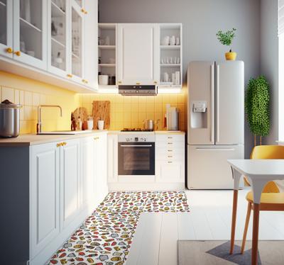 Voedsel iconen op vinyl vloerkleed keuken