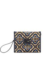 ETRO logo-embroidered jacquard makeup bag - Tons neutres