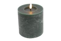 Stompkaars rustiek LED rond Lyon S donkergroen hoogte 10 x 10 cm