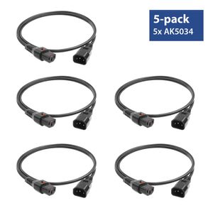 ACT AK5328 Netsnoer C13 IEC-Lock/C14 | Zwart | 2 meter | PC1021 | 5-Pack