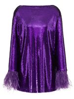 Valentino Garavani robe courte bordée de plumes à sequins - Violet