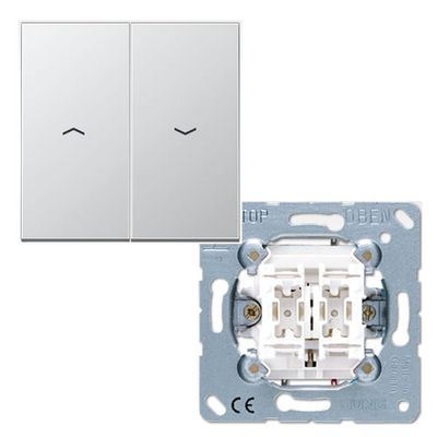 Jung LS990 Aluminium jaloezie impulsschakelaar met drukknop