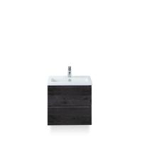 Vogue Badmeubelset 60 cm - Greeplijst in kleur - Black Oak - Keramische Wastafel Wit 1 kraangat