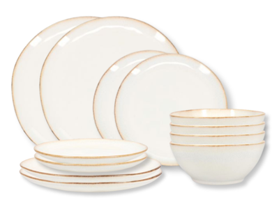 Salt & Pepper Serviesset Artisan Wit 12-Delig / 4 personen - 4 dinerborden, 4 ontbijtborden en 4 kommen