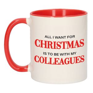 Kerstmok rood All I want for Christmas is to be with my colleagues kerstcadeau 300 ml   -