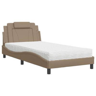 Bed met matras kunstleer cappuccinokleurig 100x200 cm