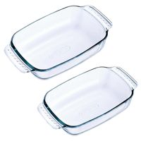 2x Glazen ovenschalen 1,2 en 0,7 liter