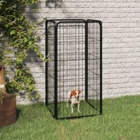 Hondenkennel 4 panelen 50 x 100 cm gepoedercoat staal zwart