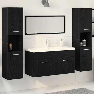 Badkamermeubelset met opslag 5 pcs Zwart Eiken 30 x 30 x 130 cm