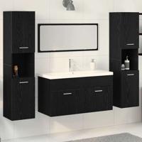 Badkamermeubelset met opslag 5 pcs Zwart Eiken 30 x 30 x 130 cm