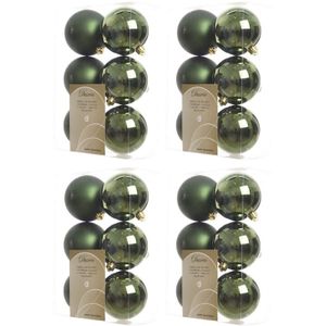 24x Kunststof kerstballen glanzend/mat donkergroen 8 cm kerstboom versiering/decoratie   -