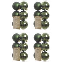 24x Kunststof kerstballen glanzend/mat donkergroen 8 cm kerstboom versiering/decoratie   - - thumbnail