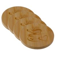 Set van 8x stuks houten ronde glazen onderzetters 10 x 10 cm