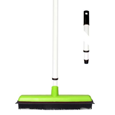 Bezem met rubber kop - telescoopsteel - kappers bezem - wisser lip - 75 tot 130 cm