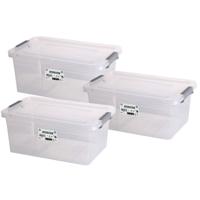 Urban Living Opberg box - 3x - 20 liter - 32 x 48 x 32cm - met deksel en clips - waterdicht