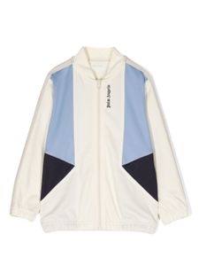 Palm Angels Kids veste de survêtement colour block à logo imprimé - Blanc