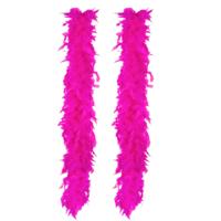 Boa - 2x - donkerroze - 180 cm - 75 g - brandvertragend - veren - carnaval - verkleden