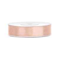 1x Perzik roze satijnlint rollen 1,2 cm x 25 meter cadeaulint verpakkingsmateriaal - Cadeaulinten - thumbnail