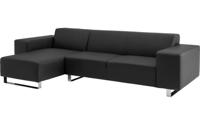 Goossens Excellent Bank Design@home Met Chaise Longue zwart, leer, 2,5-zits, modern design met chaise longue links