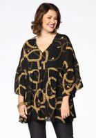 Yoek Tuniek PARIS frill sleeve | Zwart | Maat 38/40