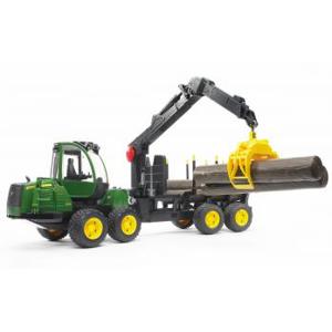 bruder John Deere 1210E Forwarder met vier boomstammen en grijper modelvoertuig 02133