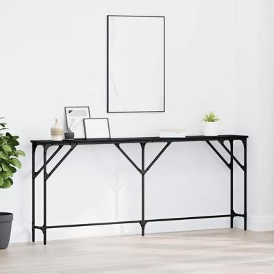 Wandtafel Zwart eiken 180 x 23 x 75 cm Gelaagd hout en metaal