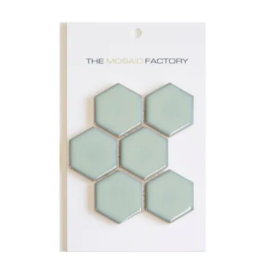 The Mosaic Factory Barcelona Mozaiek Tegel Hexagon - Licht groen met rand Porselein Geglazuurd 281x325 mm