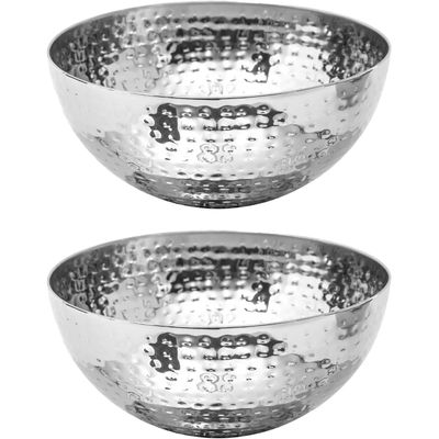 Set van 2x stuks Slakom/serveer schaaltjes - rvs metaal - D24 cm