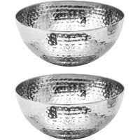 Set van 2x stuks Slakom/serveer schaaltjes - rvs metaal - D24 cm