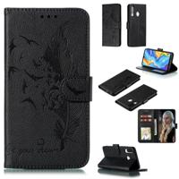 Feather patroon Litchi textuur horizontale Flip lederen draagtas met portemonnee & houder & kaartsleuven voor Huawei P30 Lite (zwart)