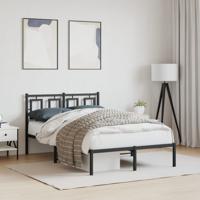 Bedframe met hoofdbord metaal zwart 120x190 cm