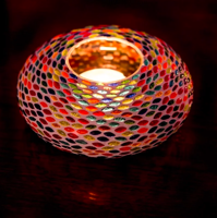 Oosterse waxinehouder mozaïek - ufo seed design multi-colour